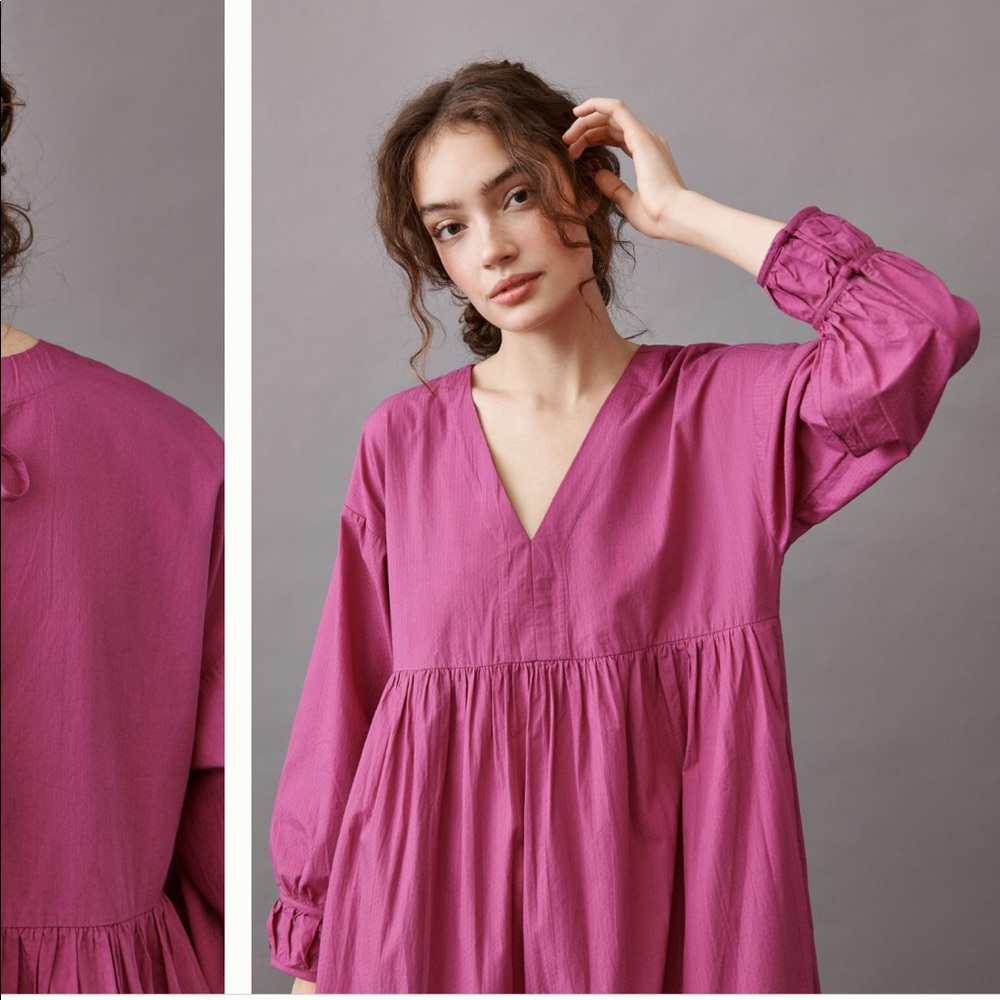 Anthropologie Magenta Tiered Midi Dress - Picture 4 of 7